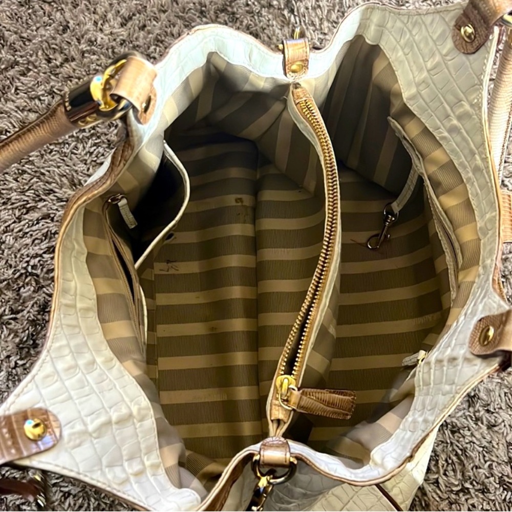 Brahmin Elisa Marshmallow Tri-Color Hobo Bag - Picture 13 of 16
